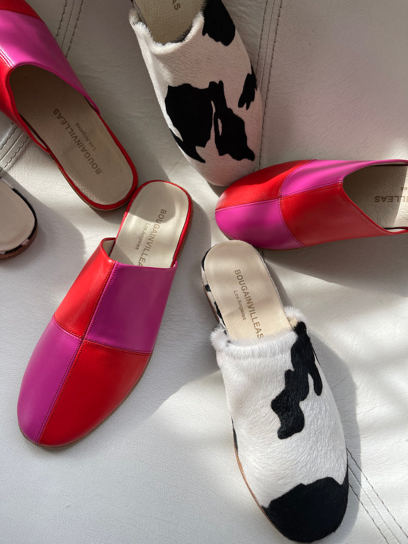 PINK & RED CHEKERED WOMEN MULE